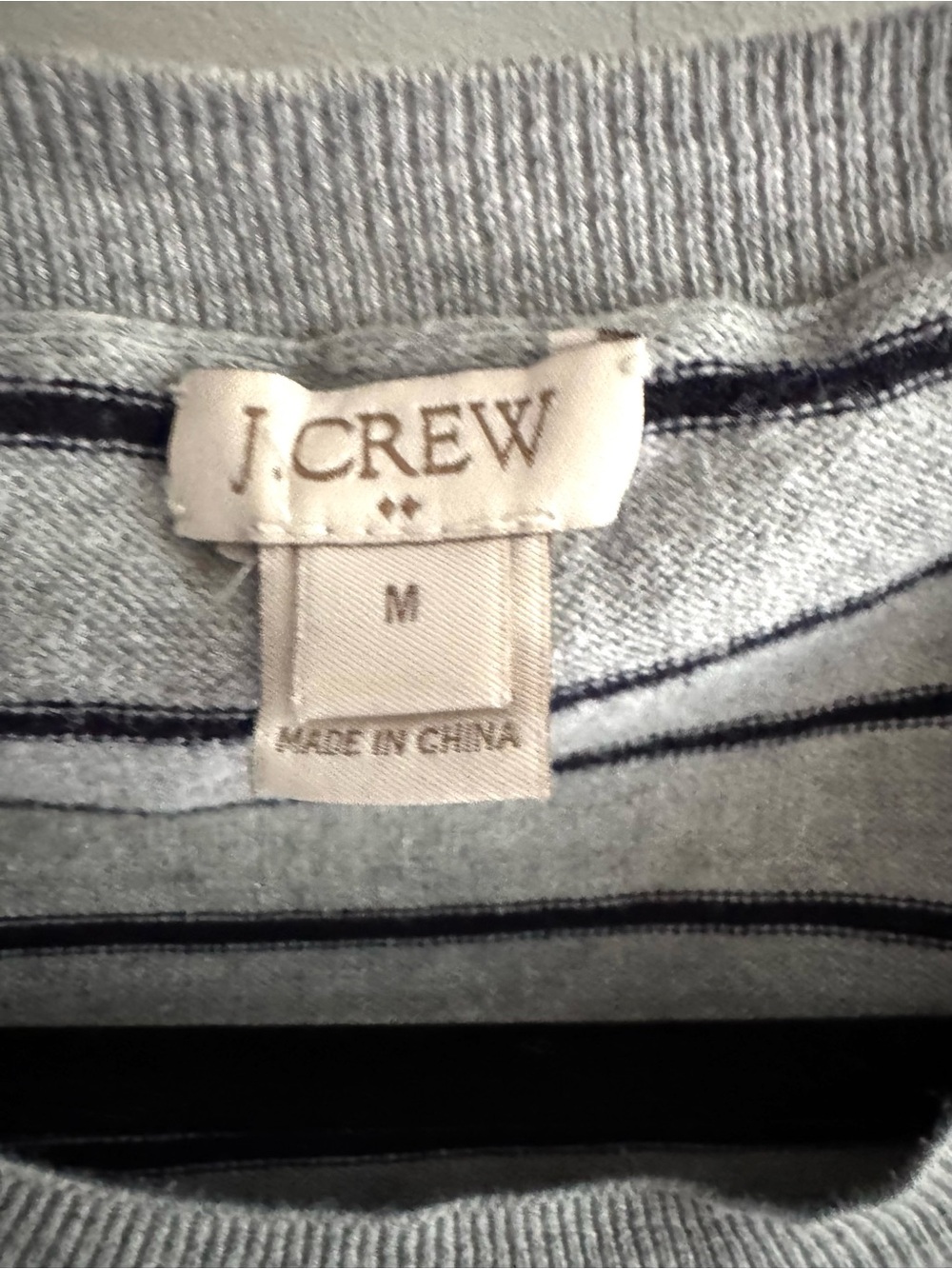 J. Crew Gray and Black Striped Crewneck Sweater with French Bulldog Motif - Picture 4 of 4